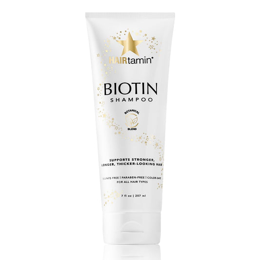 HAIRtamin Biotin Shampoo - Helps to Support Stronger, Longer, Thicker-Looking Hair with Sulfate-Free, Hydrating, Vitamin Rich Formula Shampoo, Made With Vitamin B5, Cucumber Extract, Aloe Vera
