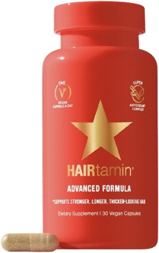 HAIRtamin Advanced Formula Hair Vitamins for Women & Men | Vegan 5000 Mcg Biotin Capsules Vitamin Supplement | Hair Skin and Nail Capsule Supplement to Promote Hair Growth & Thickness | 30 Count