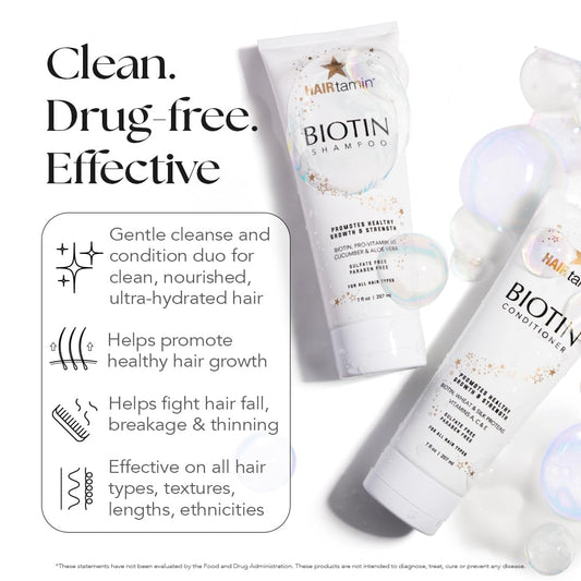 HAIRtamin Shampoo and Conditioner Set - Paraben & Sulfate Free, Volumizing & Moisturizing, Natural Biotin Shampoos and Conditioners, Gentle Moisturizer on Curly & Color Treated Hair