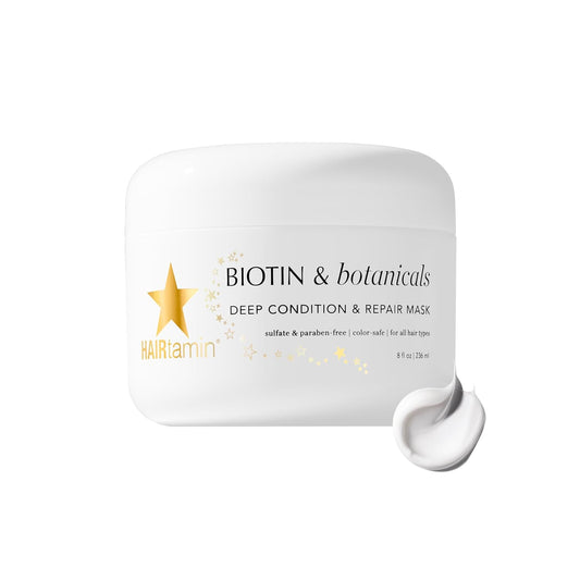 HAIRtamin Hair Conditioner - Biotin & Botanicals Deep Conditioning Mask for Dry, Damaged, Bleached Hair Repair, Moisturizing Hair Treatment for Curly Hair, 8 Fl Oz