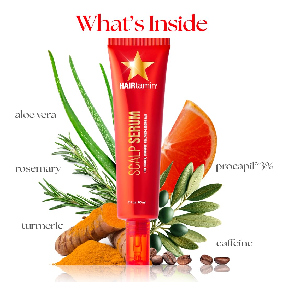 HAIRtamin Gorgeous Growth Travel Scalp Serum Natural Hair Growth Thickening Treatment | Visibly Increases Thicker Looking Hair And Promotes Scalp Health | Nourishes & Hydrates Dry, Itchy Scalp
