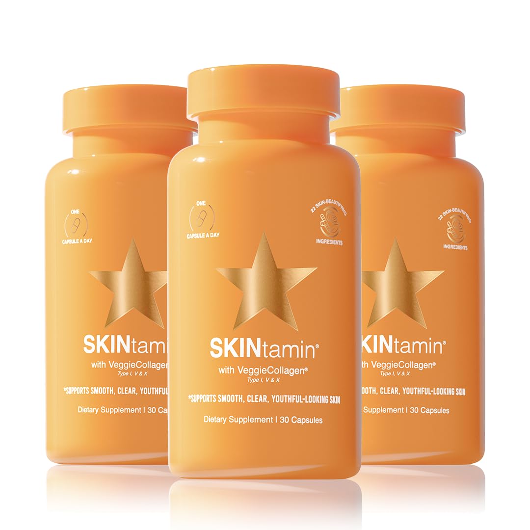 HAIRtamin SKINtamin Vegetarian Collagen Pills | Best Collagen Supplements for Women to Support Skin Firmness and Wrinkles | Skin Supplement Formulated to Help Reduce Blemishes