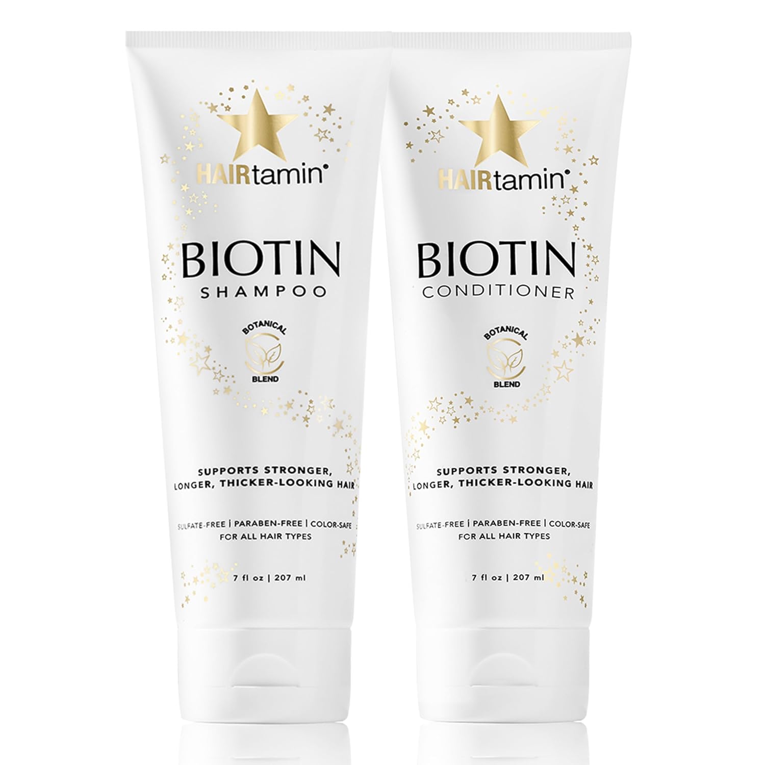 HAIRtamin Shampoo and Conditioner Set - Paraben & Sulfate Free, Volumizing & Moisturizing, Natural Biotin Shampoos and Conditioners, Gentle Moisturizer on Curly & Color Treated Hair