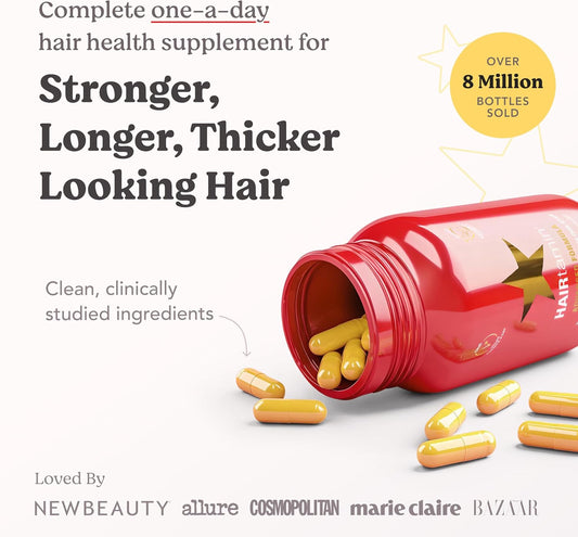 HAIRtamin Advanced Formula Hair Vitamins for Women & Men | Vegan 5000 Mcg Biotin Capsules Vitamin Supplement | Hair Skin and Nail Capsule Supplement to Promote Hair Growth & Thickness | 30 Count
